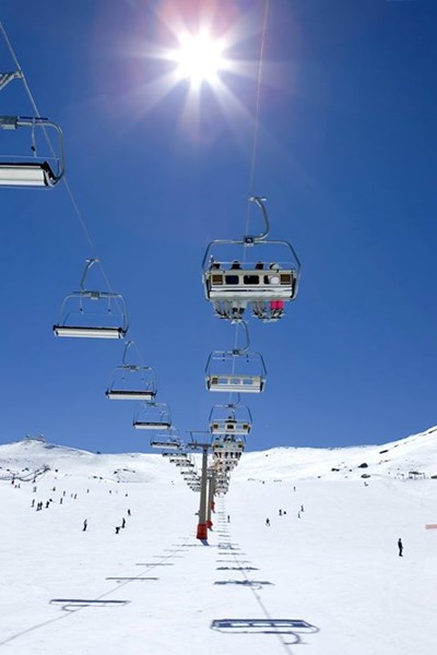 מעליות סקי מעל מסלול גלישה